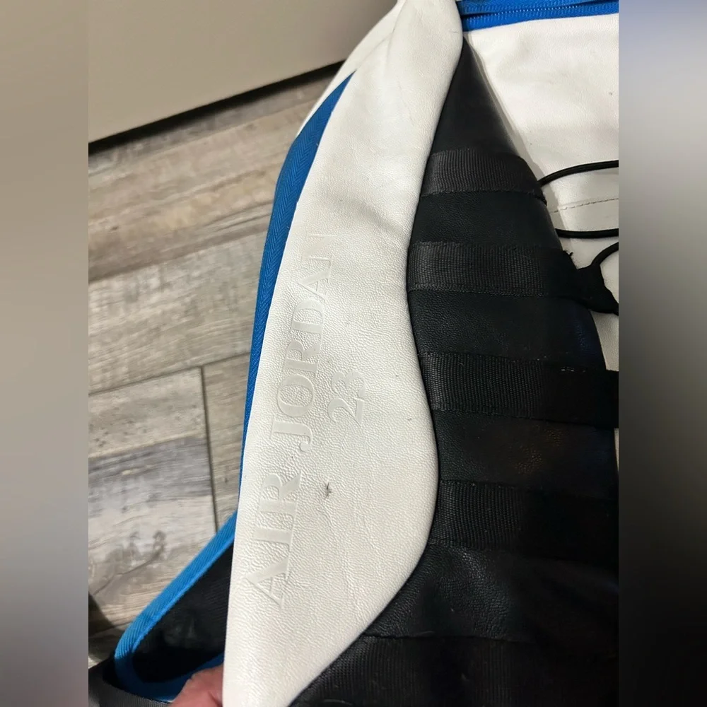 Nike Air Jordan Retro X 10 Backpack White Black blue Leather Basketball bag